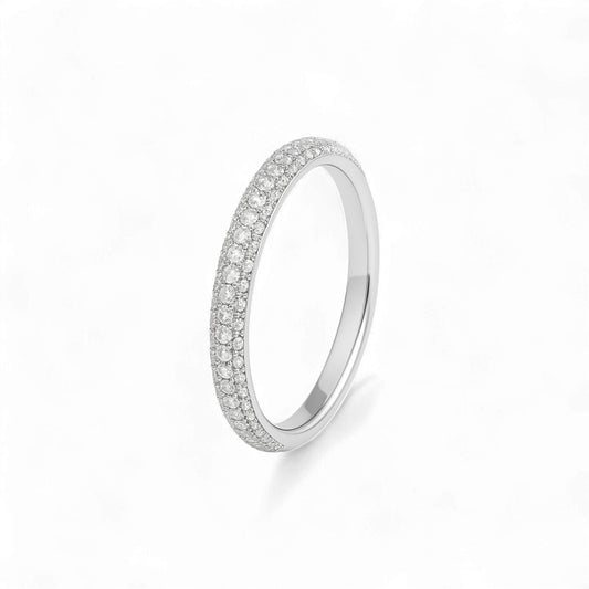 3D Pave CZ Band in 925 Sterling Silver