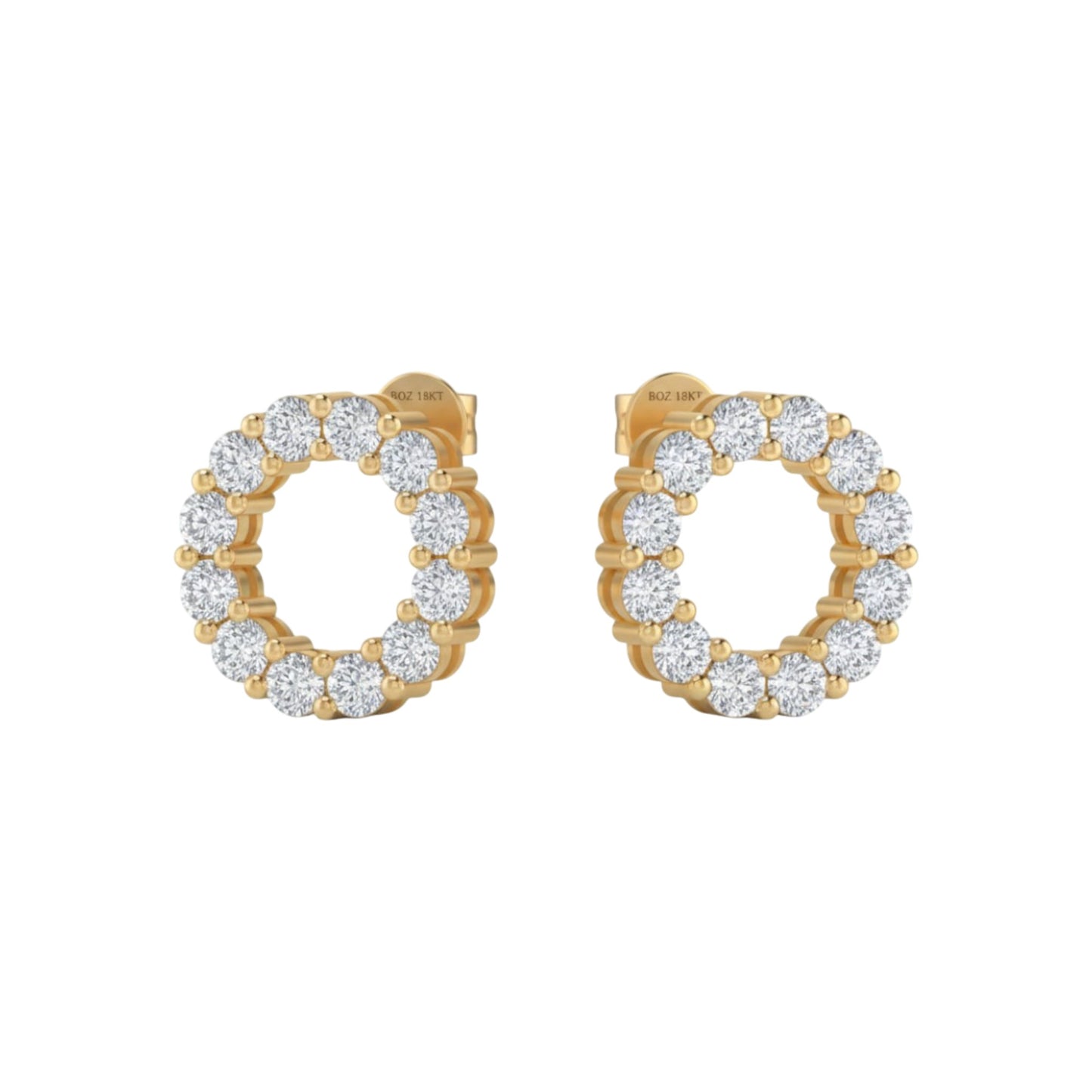 3MM Pave Eternity Diamond Earrings in 18KT Gold