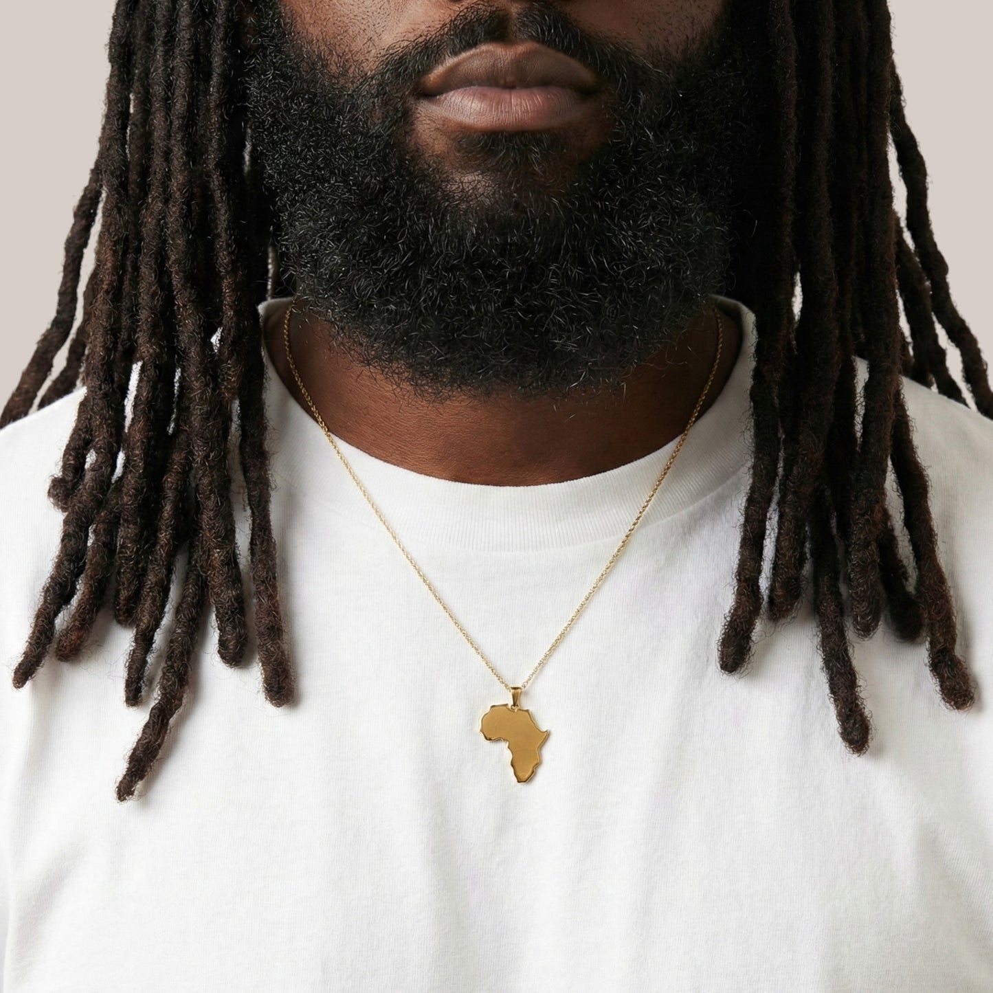 African Map Necklace in 18KT Gold