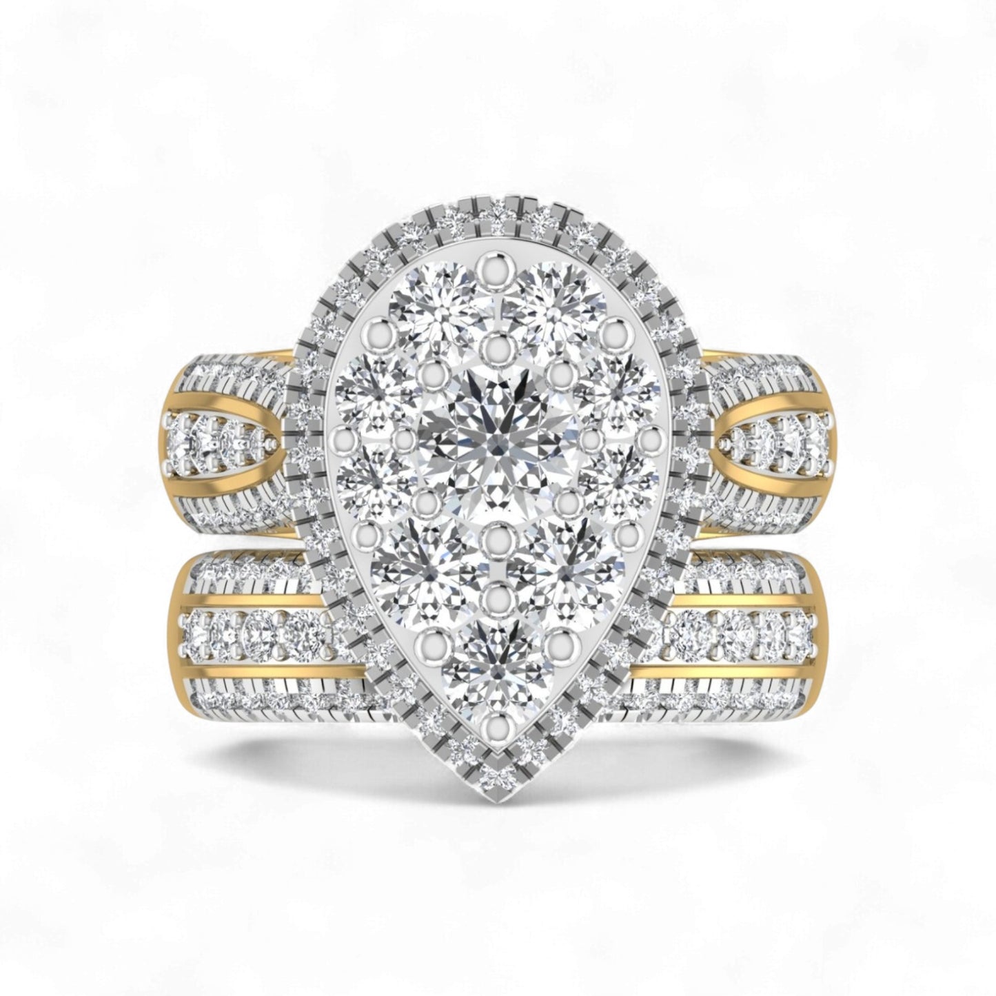Amanda Pear Cut Diamond Bride Set in 18KT Gold