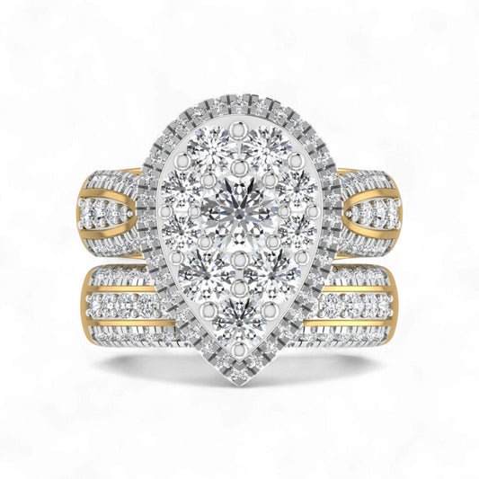Amanda Pear Cut Diamond Bride Set in 18KT Gold