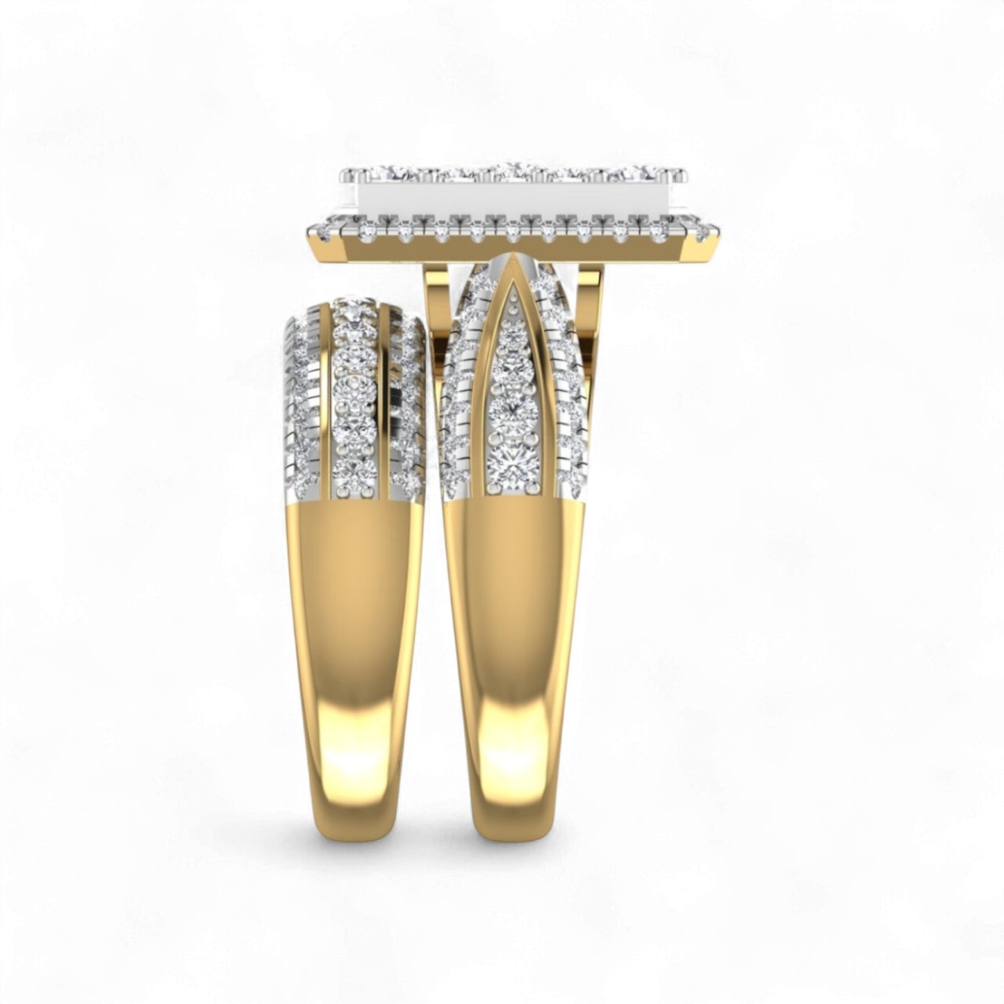Amanda Radiant Cut Diamond Bride Set in 18KT Gold