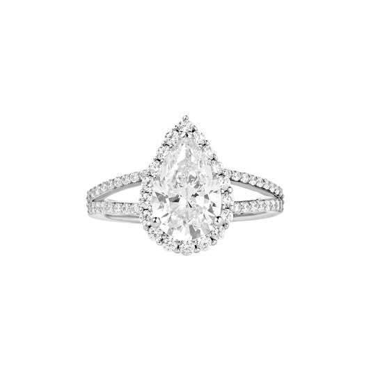 Aurora Pear Cut CZ Engagement Ring in 925 Sterling Silver