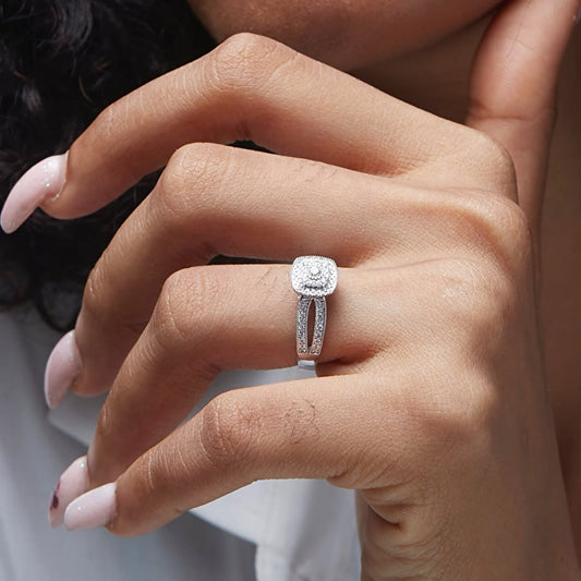 Cherry Cushion Cut Natural Diamond Engagement Ring in 14KT Gold