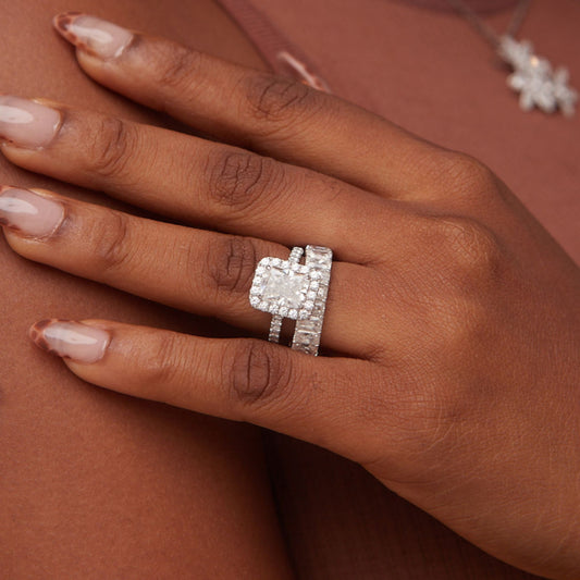 Christine Radiant Cut Moissanite Engagement Ring in 18KT Gold