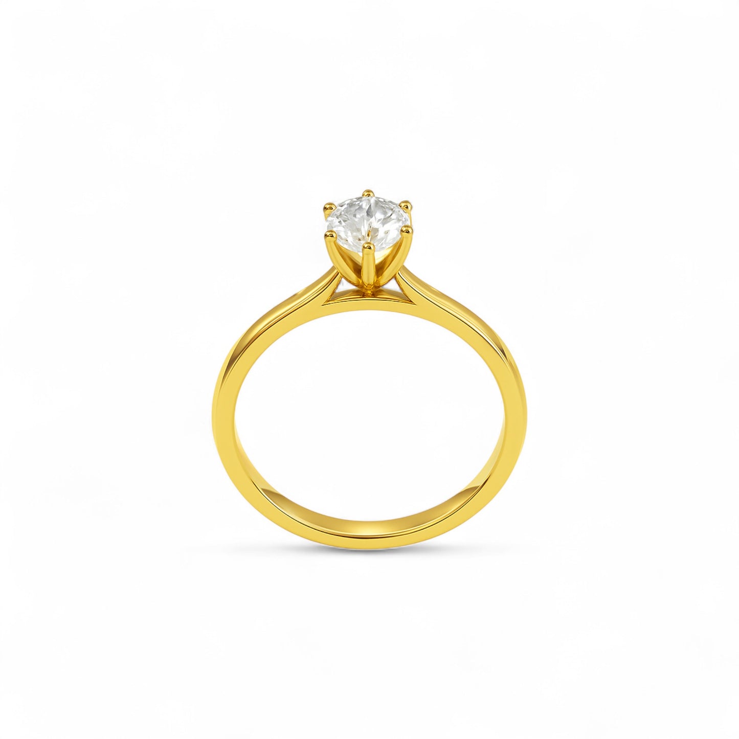 Classic 6 Prong Solitaire CZ Engagement Ring in 18KT Gold
