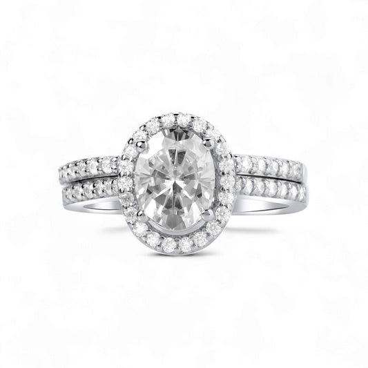 Classic Oval Cut Moissanite Bride Set in 925 Sterling Silver