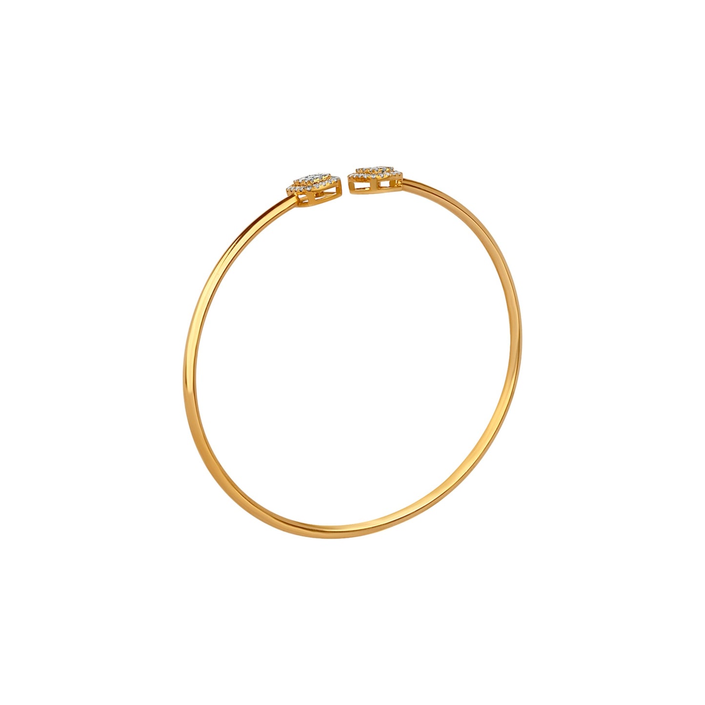 Gold bracelet with diamond accents on a white background