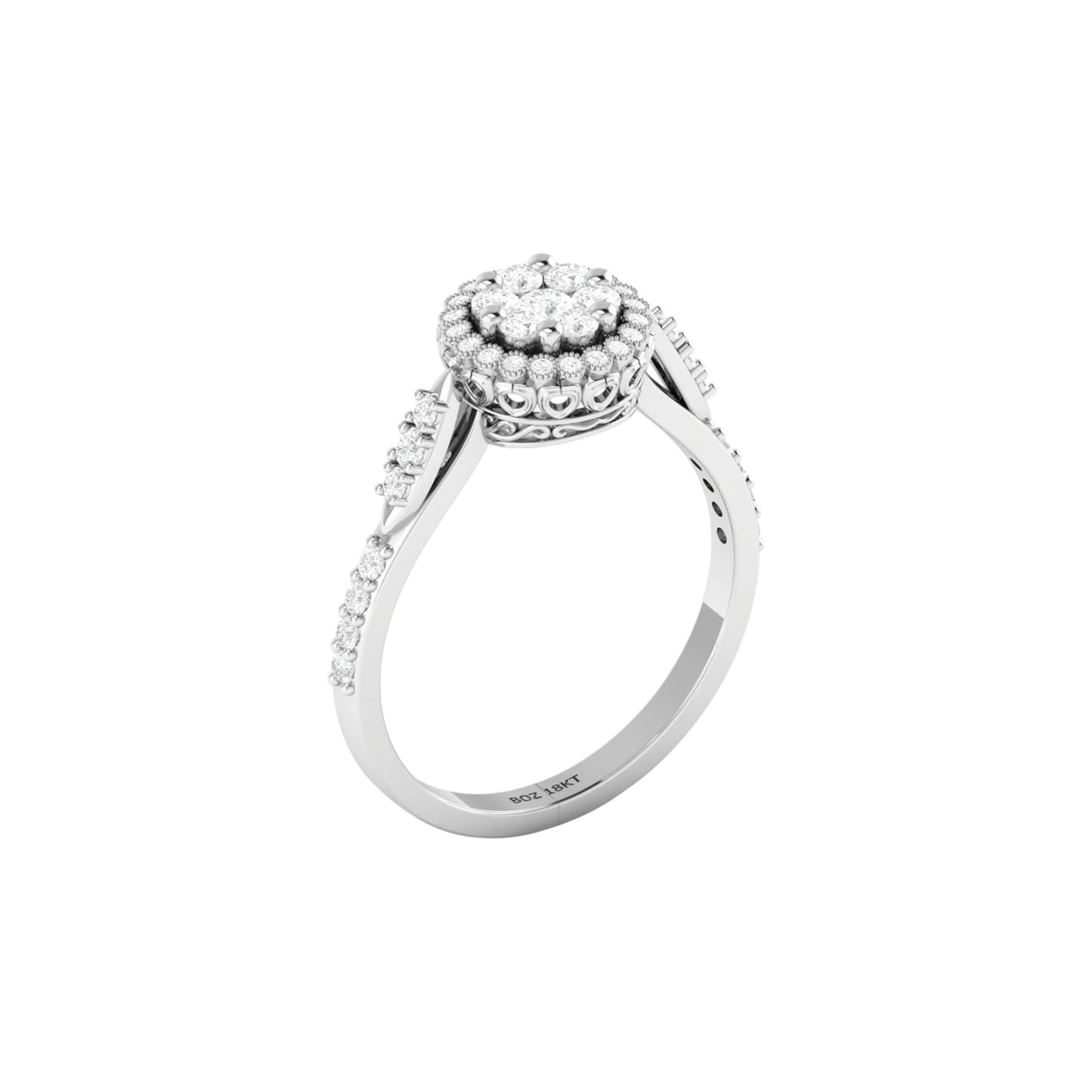 Daisy Natural Diamond Engagement Ring in 18K Gold