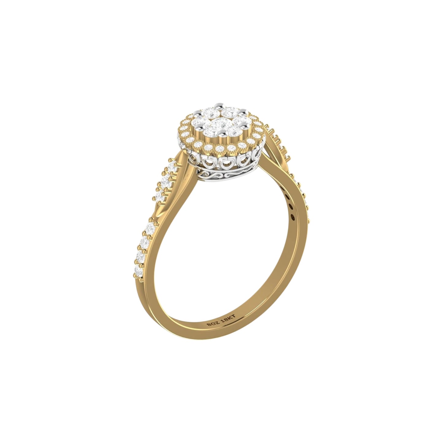 Daisy Natural Diamond Engagement Ring in 18K Gold