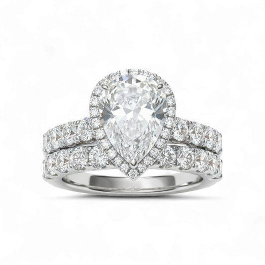 Eleanor Pear Cut CZ Bride set in 925 Sterling Silver