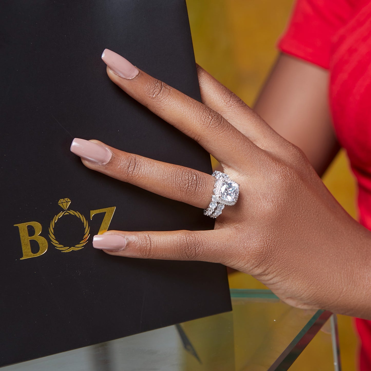 Eleanor Cushion Cut CZ Bride Set in 925 Sterling Silver