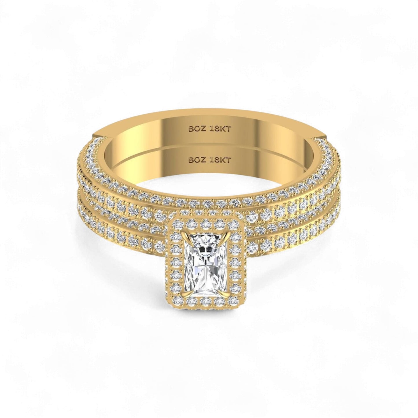 Elise Radiant Cut Diamond Bride Set in 18KT Gold