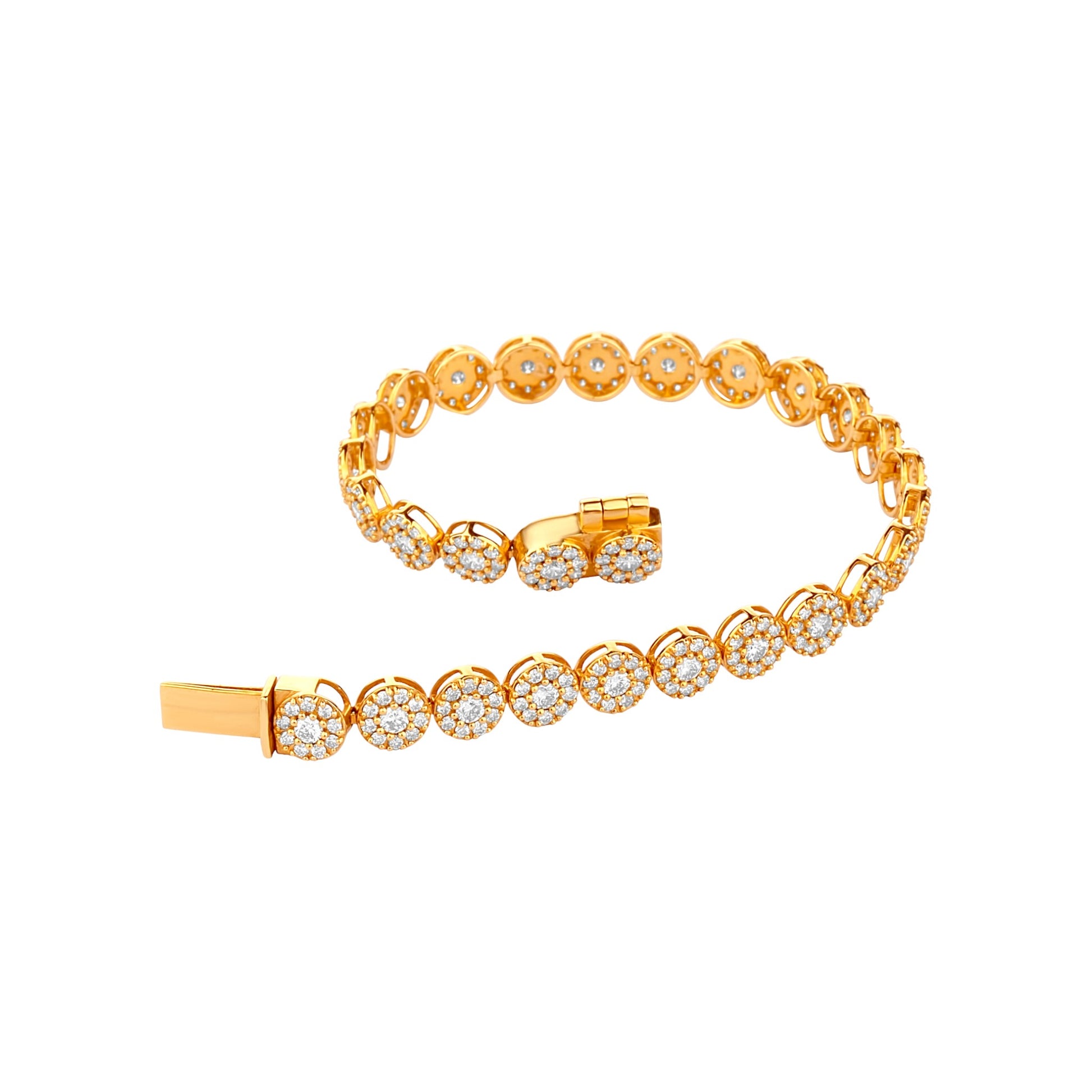 Gold bracelet with diamond accents on a white background