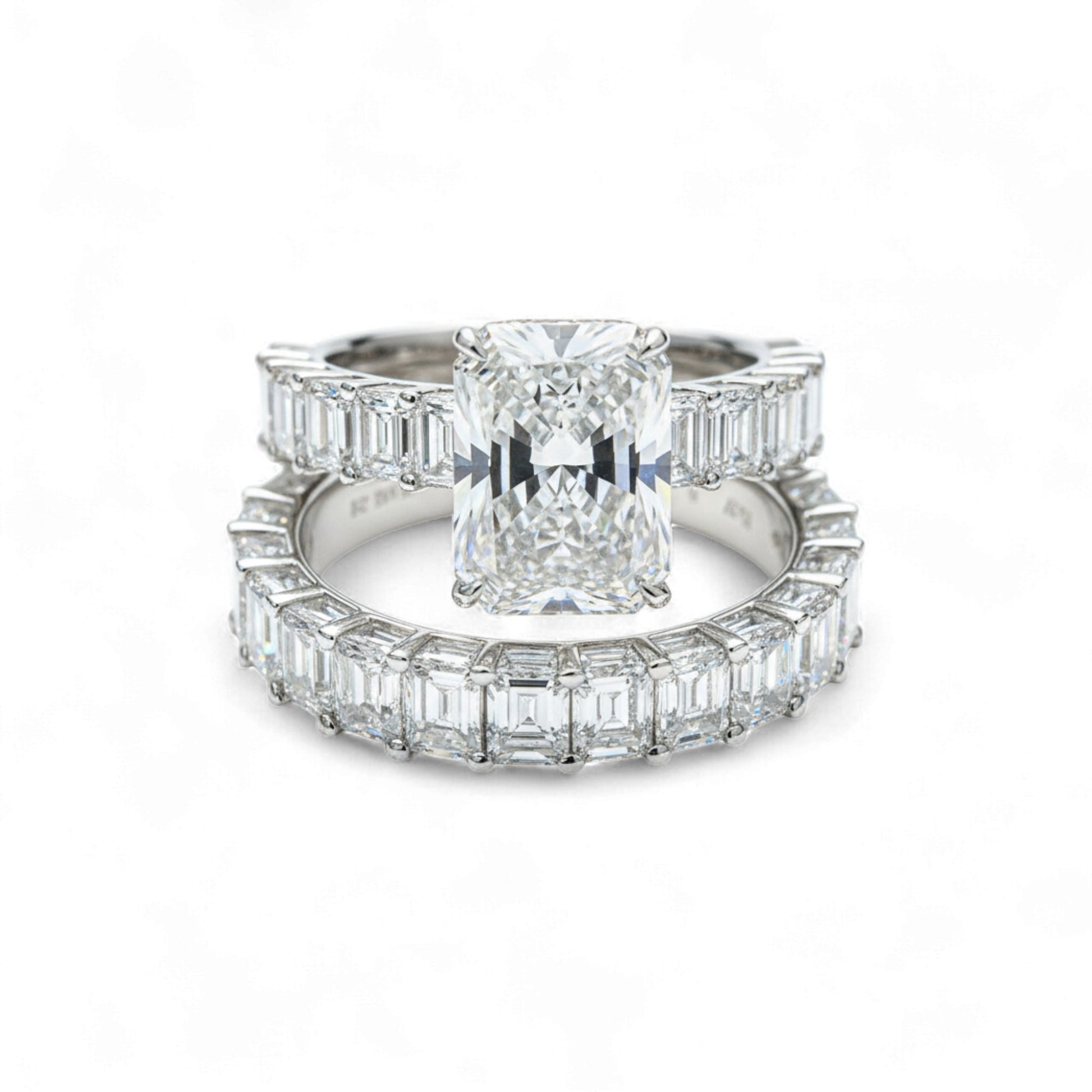 Diamond ring set on a white background