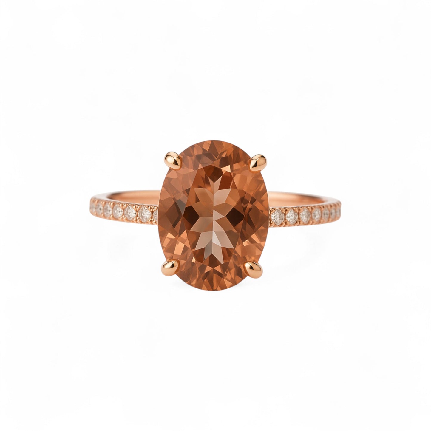 Fay Oval Cut Morganite and Natural Diamond Engagement Ring in 18K