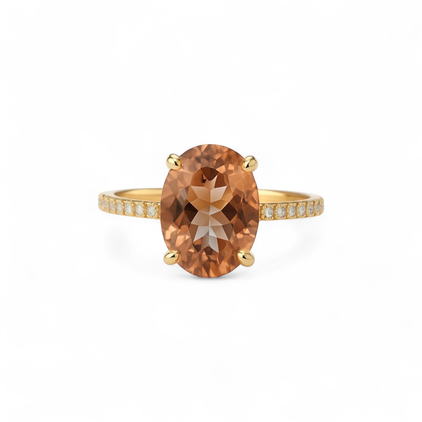 Fay Oval Cut Morganite and Natural Diamond Engagement Ring in 18K