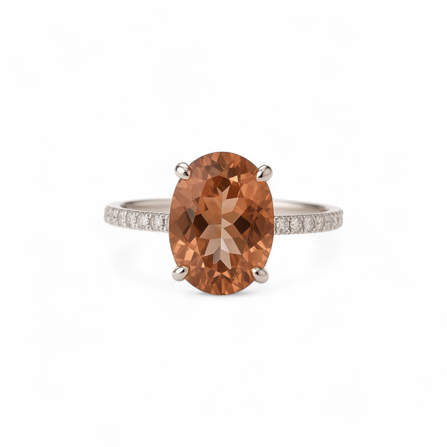 Fay Oval Cut Morganite and Natural Diamond Engagement Ring in 18K