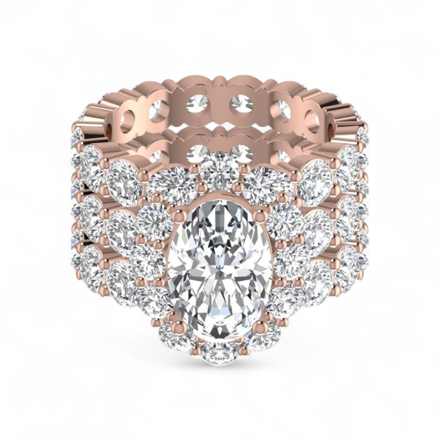 Jane Oval Natural Pavé Diamonds Bride Set in 18KT Gold