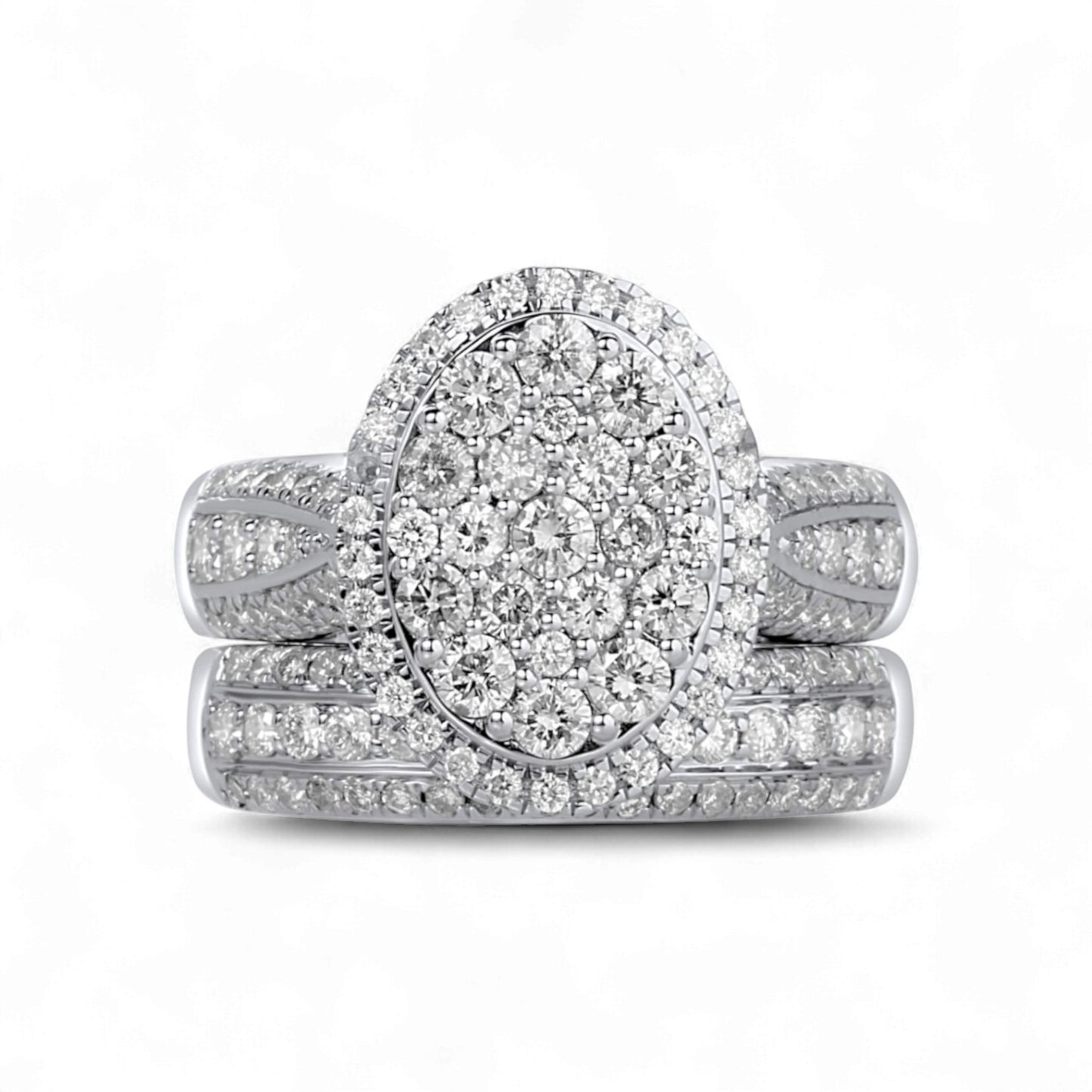 Amanda Oval Cut Natural Diamonds Bride Set in 18KT Gold