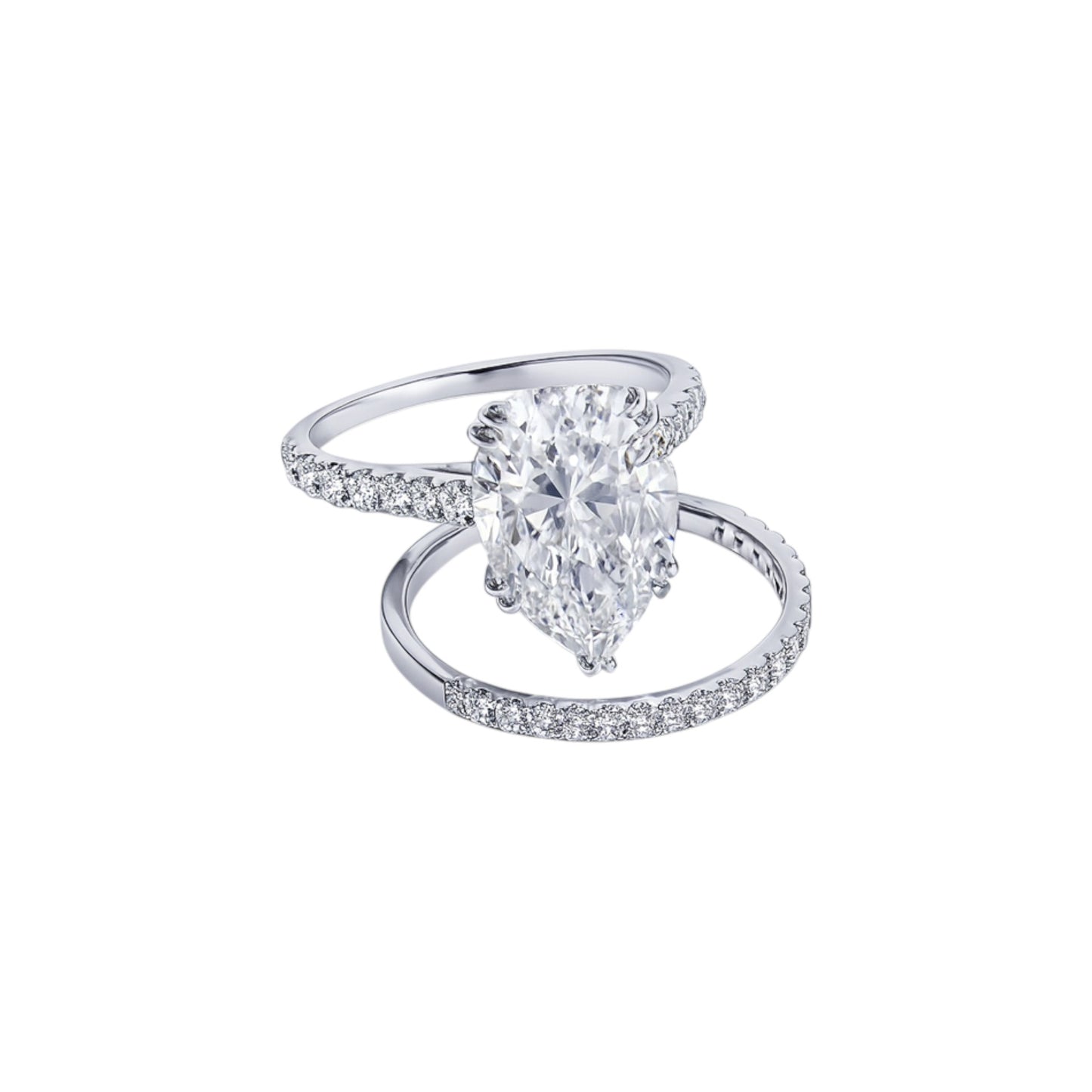 Ifunanya Pear Cut Moissanite and Diamond Bride Set in 18KT Gold