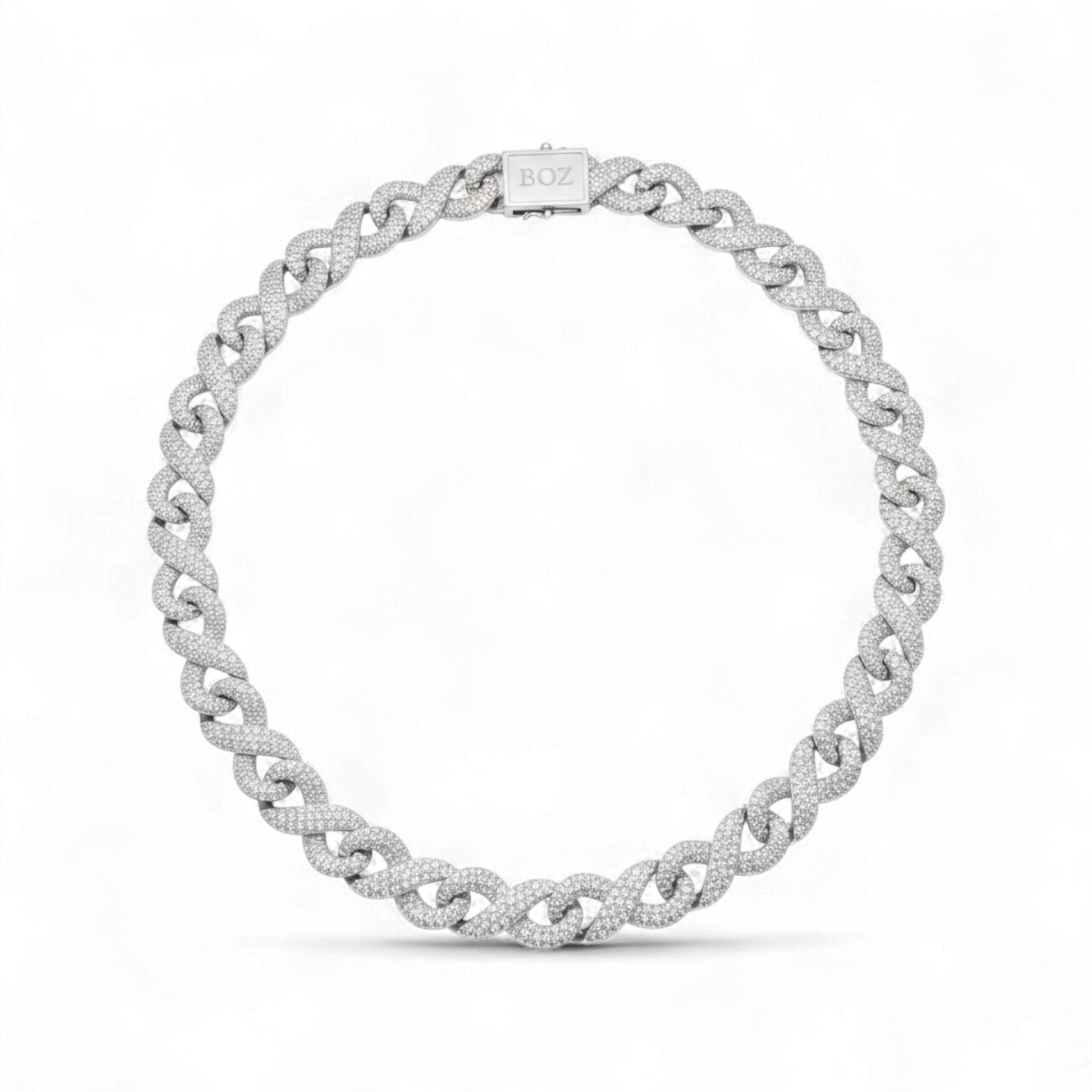 Infinity Moissanite Cuban Chain in 925 Sterling Silver