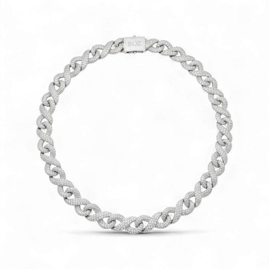 Infinity Moissanite Cuban Chain in 925 Sterling Silver