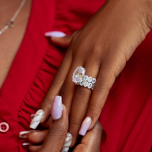 J Set Oval Cut CZ Bride Set in 925 Sterling Silver