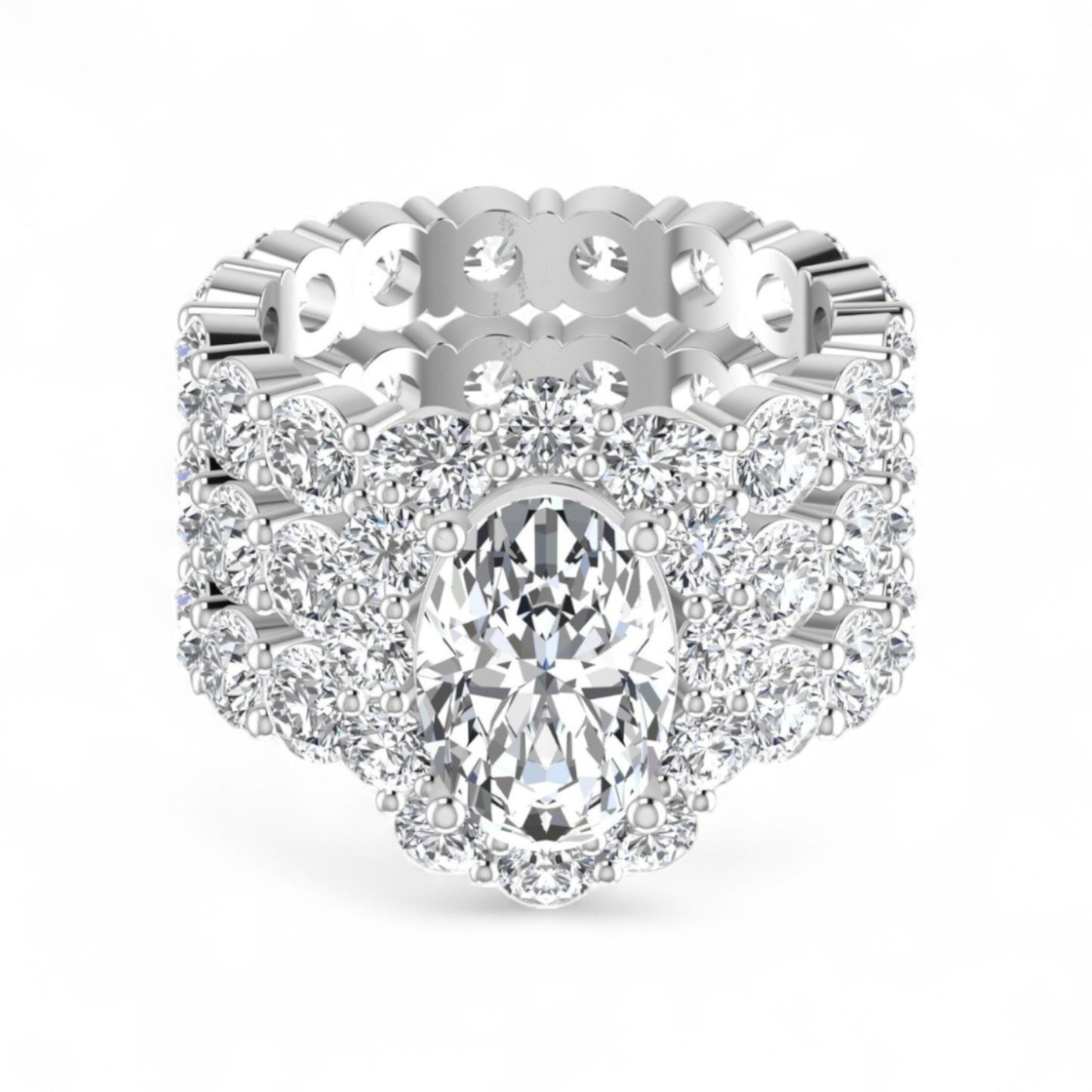 Jane Oval Natural Pavé Diamonds Bride Set in 18KT Gold