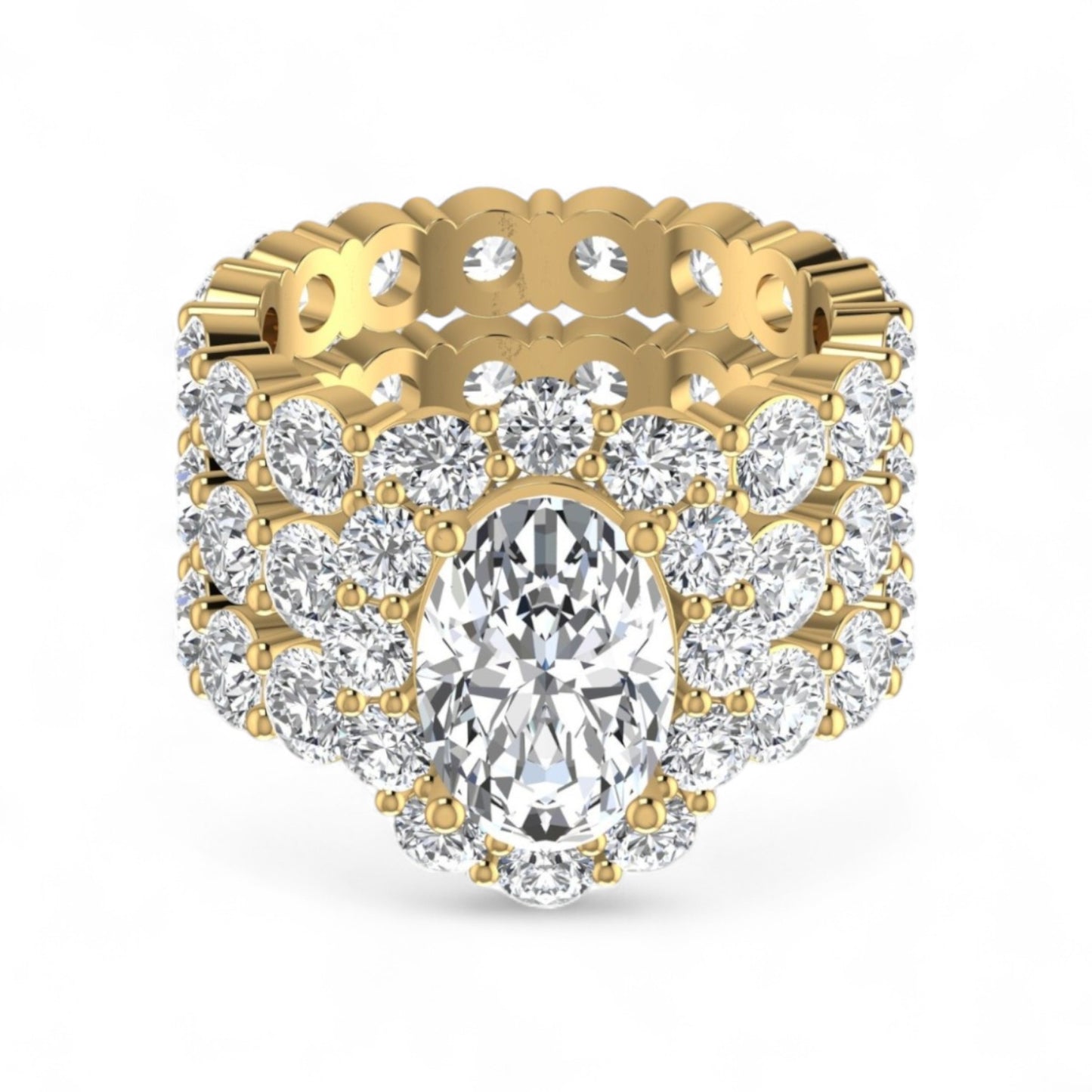 Jane Oval Natural Pavé Diamonds Bride Set in 18KT Gold
