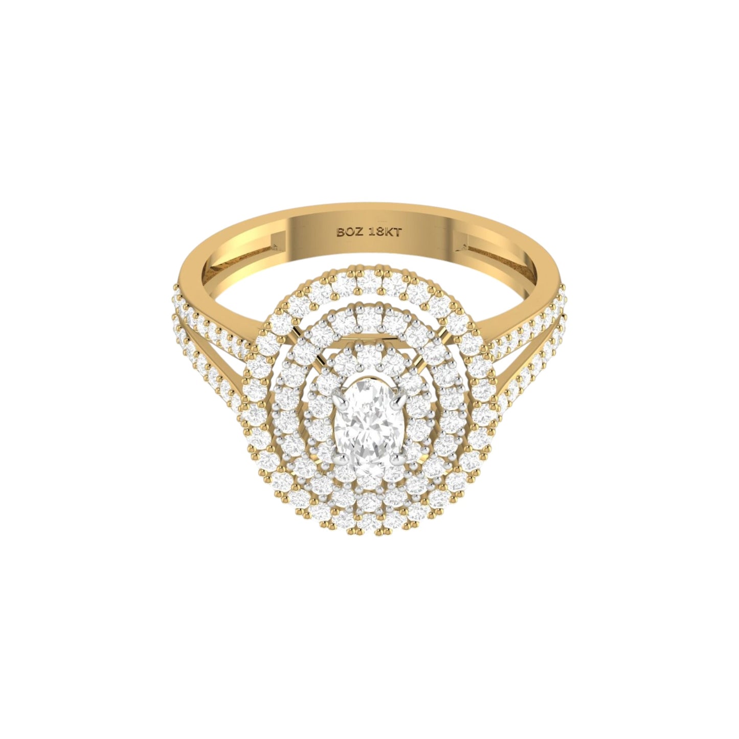 Jasmine Oval Cut Moissanite Engagement Ring in 18K Gold