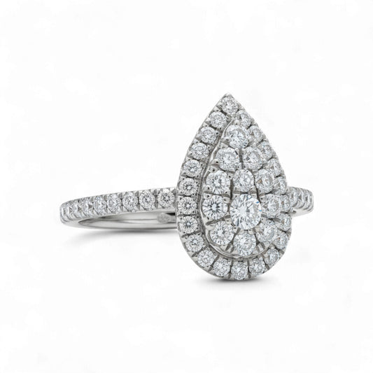 Julie Pear Cut Natural Diamond Engagement Ring in 18KT Gold