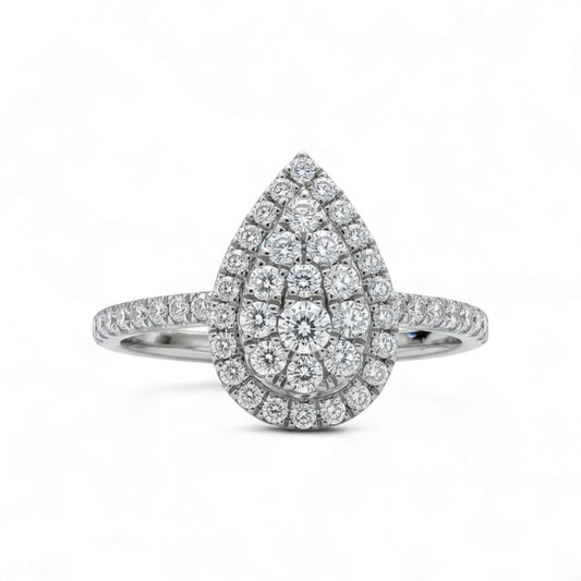 Julie Pear Cut Natural Diamond Engagement Ring in 18KT Gold