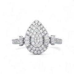 Lucy Pear Cut CZ Engagement Ring in 925 Sterling Silver