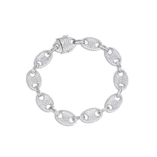 Silver chain bracelet on a white background