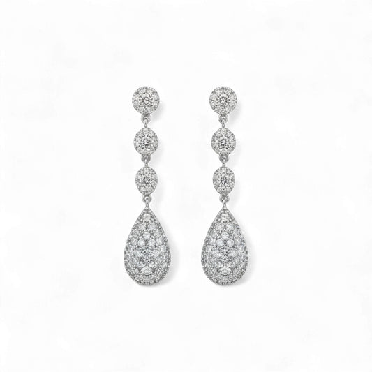 Pair of diamond earrings on a white background