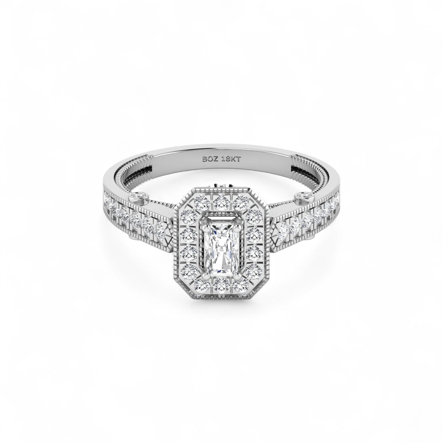 Nala Radiant Natural Diamond Engagement Ring in 18K Gold