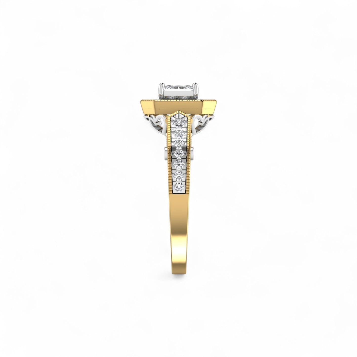 Nala Radiant Natural Diamond Engagement Ring in 18K Gold