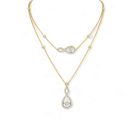 Layered Twinkle Infinie Diamond Necklace in 18KT Gold