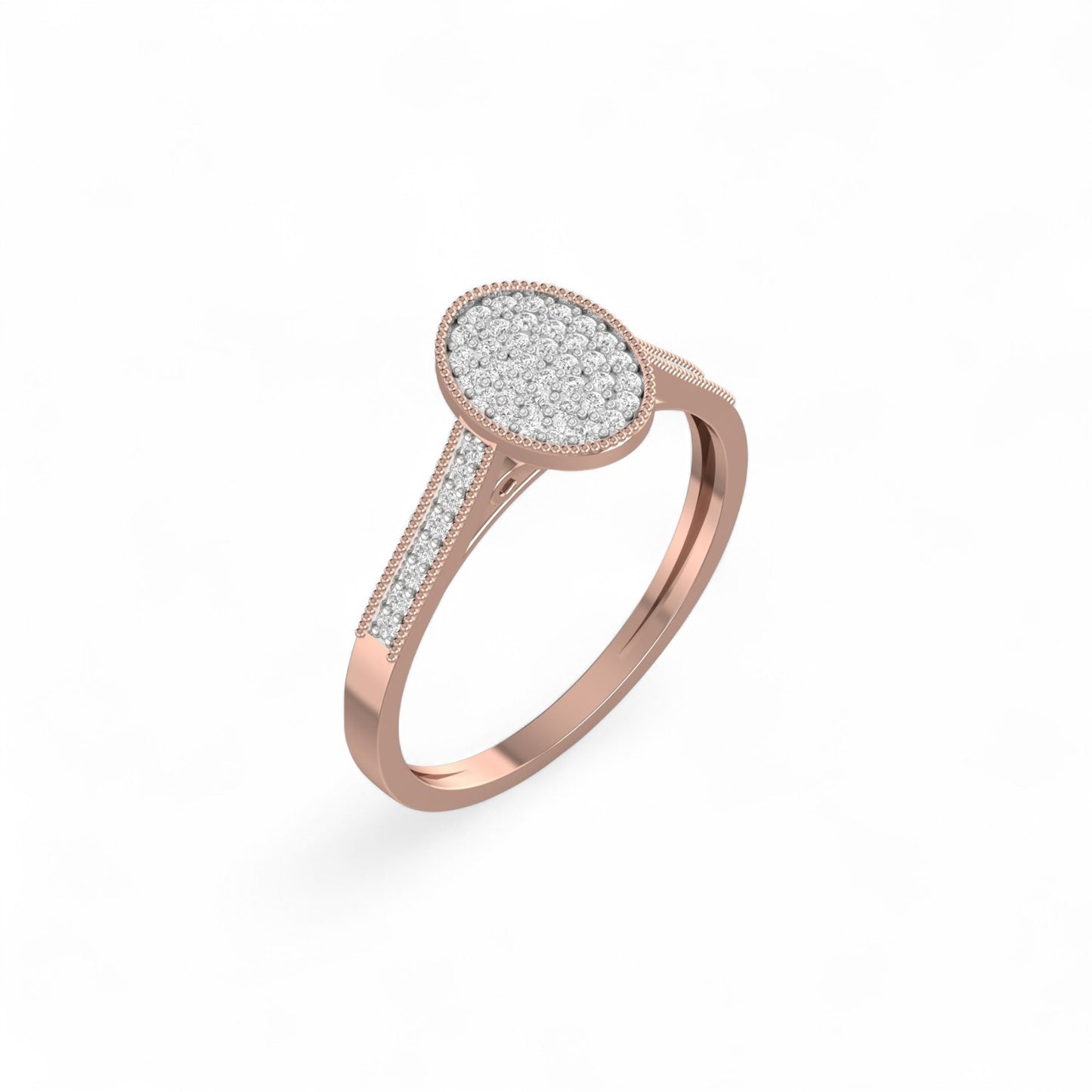 Pearl Oval Cut Diamond Engagement Ring in 10KT Gold