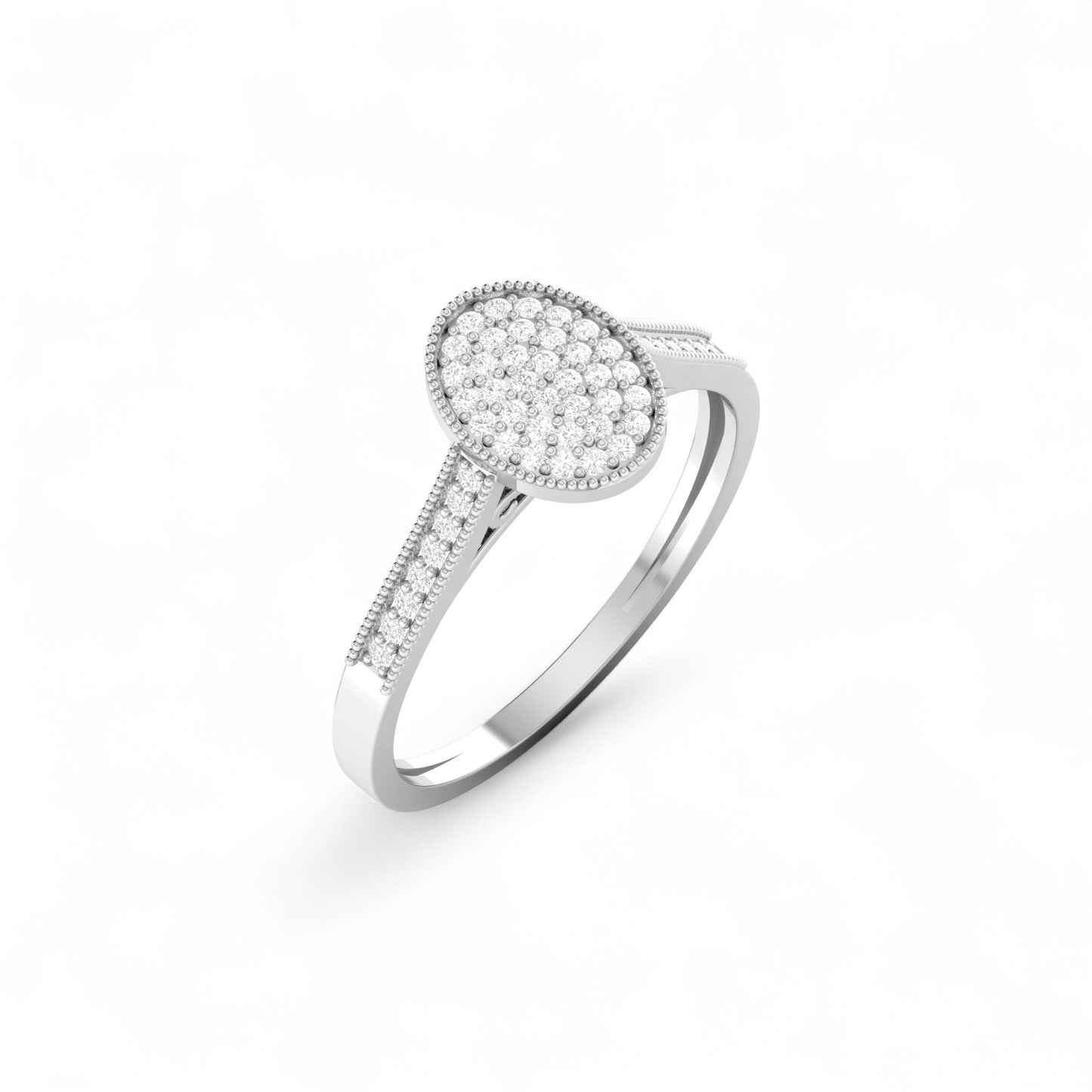 Pearl Oval Cut Diamond Engagement Ring in 10KT Gold