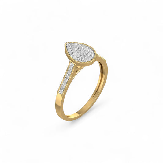 Pearl Pear Cut Diamond Engagement Ring in 10KT Gold