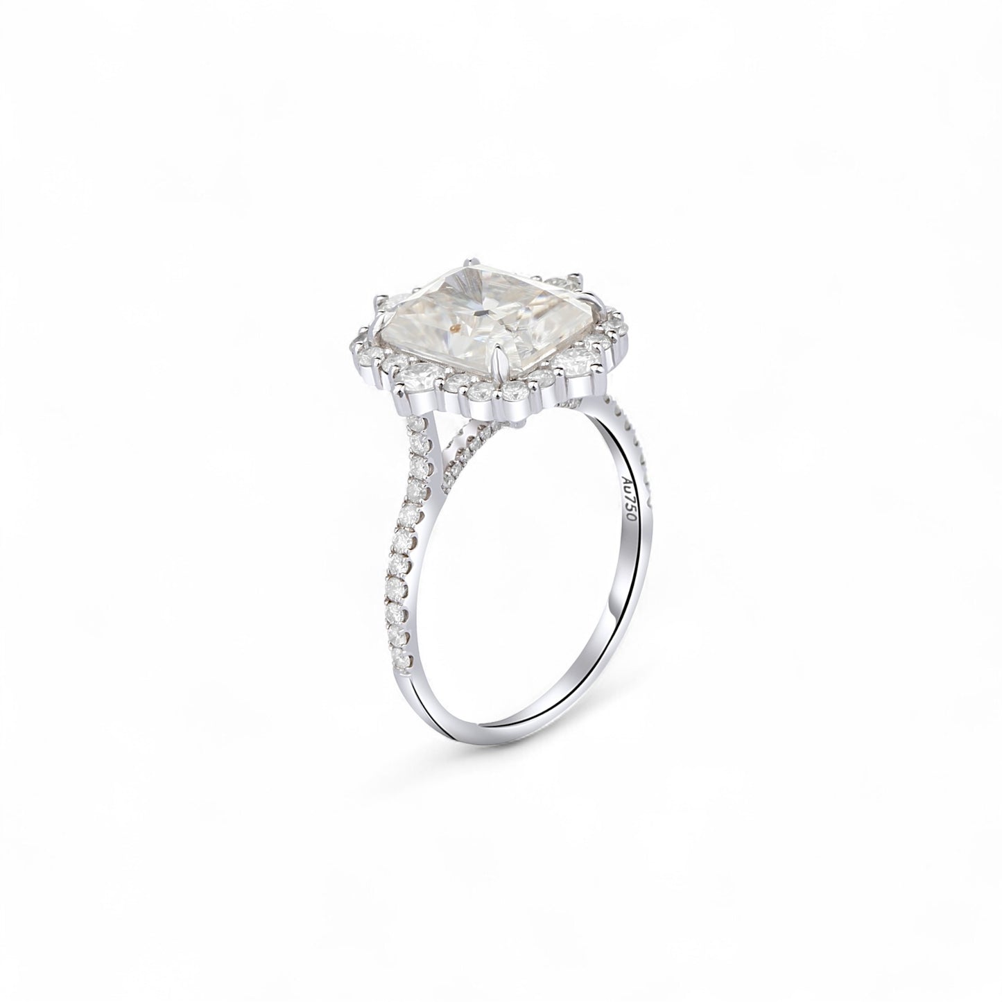 Quinn 2.0 Radiant Cut Moissanite Engagement Ring in 925 Sterling Silver