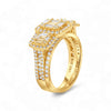 Gold ring with diamond accents on a white background