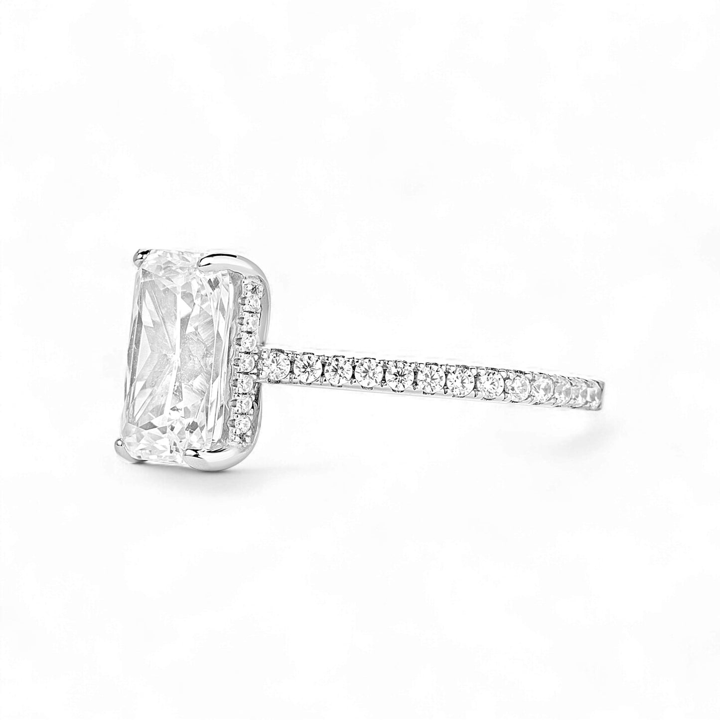 Simi Radiant Cut CZ Engagement Ring in 925 Sterling Silver