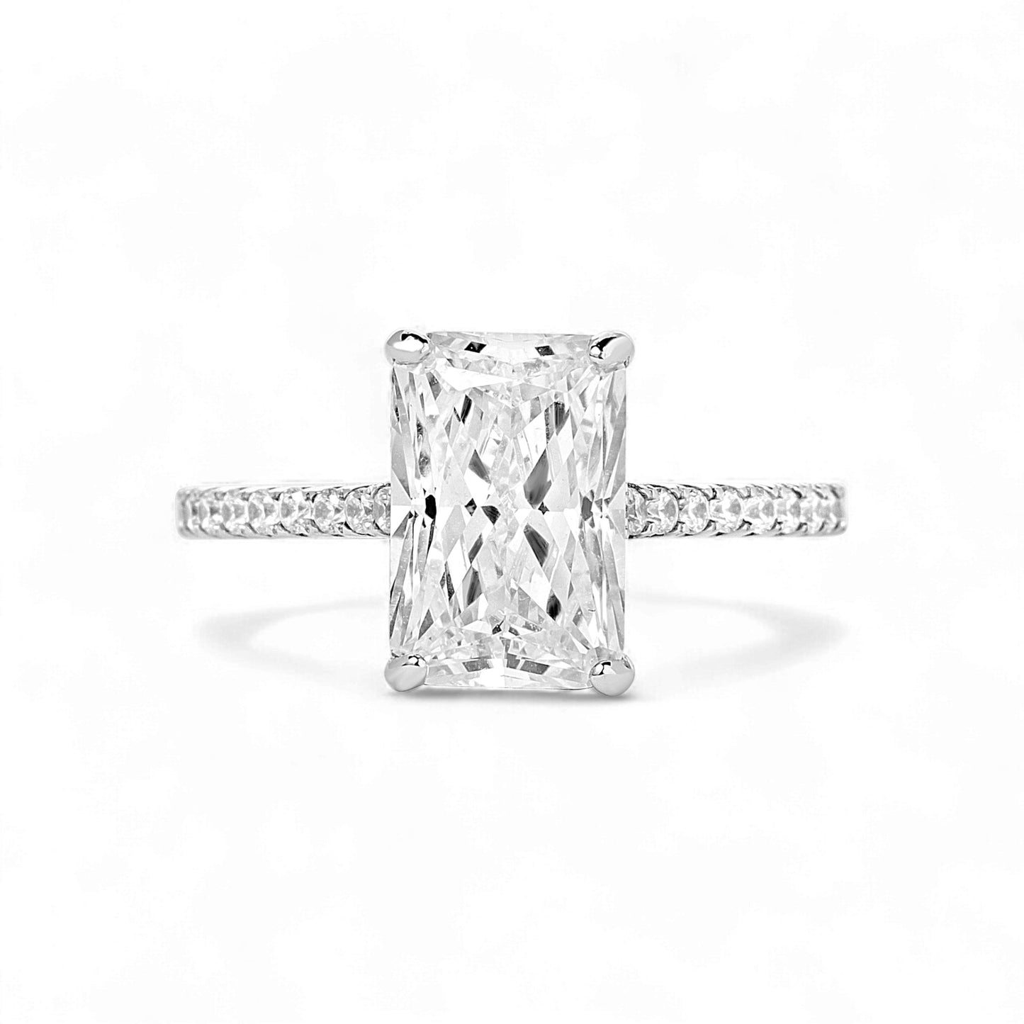 Simi Radiant Cut CZ Engagement Ring in 925 Sterling Silver