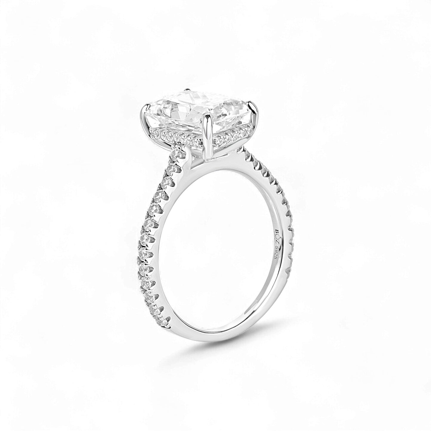 Simi Radiant Cut CZ Engagement Ring in 925 Sterling Silver