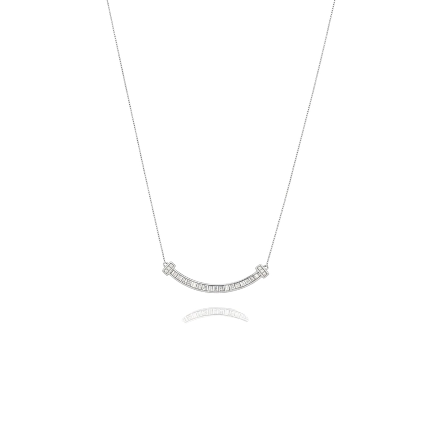 Smile Baguette Diamond Necklace in 18KT Gold