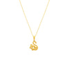 Gold necklace with a unique pendant on a white background