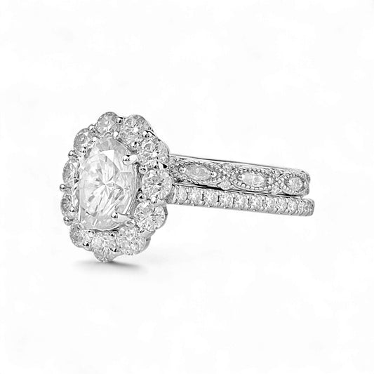 BOZ Lavie Oval Cut Moissanite Bride Set in 925 Sterling Silver